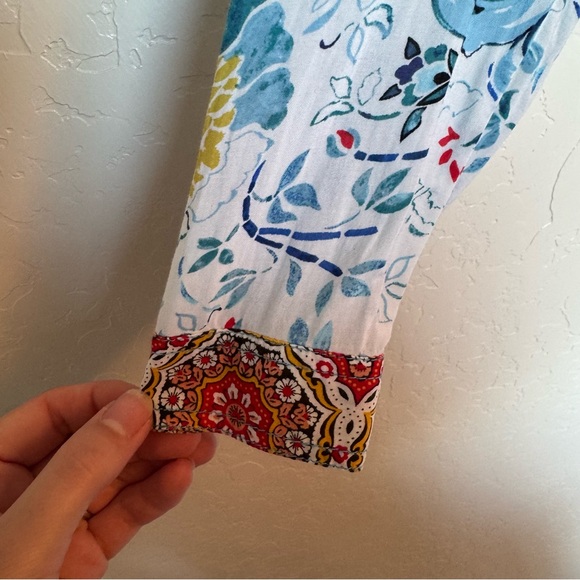 Maeve by Anthropologie Mandala Henley Top Blouse Floral Print - Picture 3 of 9